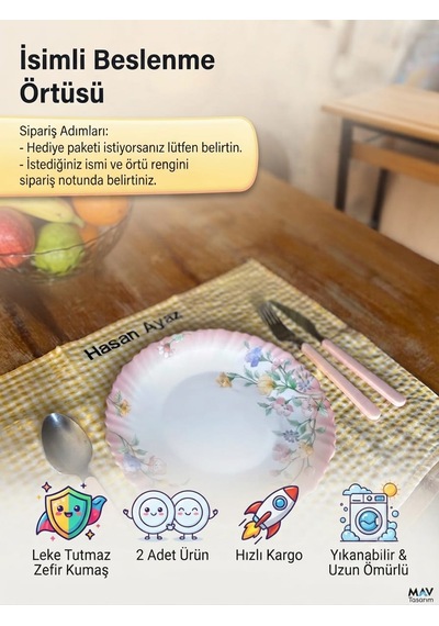 Mavdesign İsimli Beslenme Örtüsü Sarı