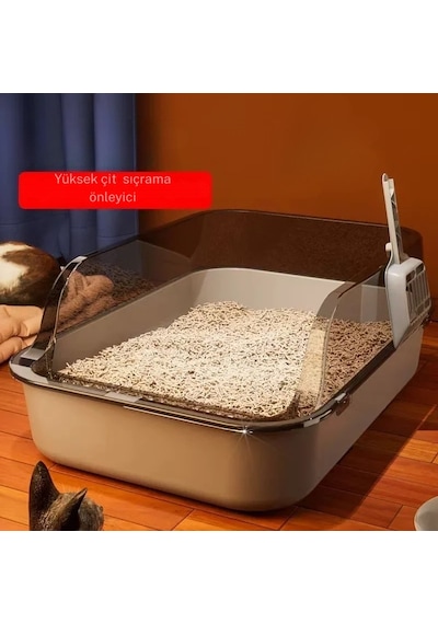 Techtic Yavru Kediler İçin Yarı Kapalı Kedi Tuvaleti Kürek Hediyeli
