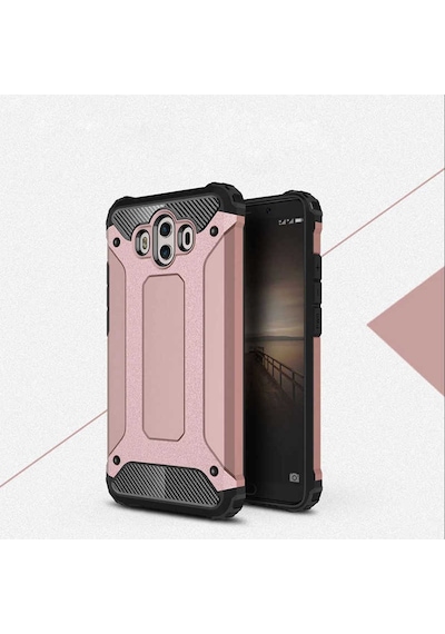 Kilifone - Huawei Uyumlu Mate 10 - Kılıf Çift Katman Zırh Tank Crash Military Kapak - Rose Gold