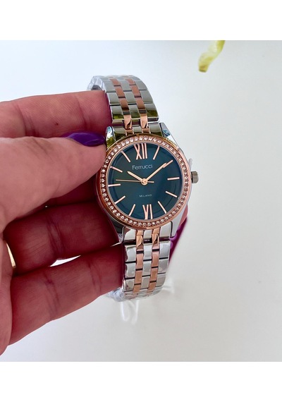 Ferrucci Fc61747 Roma Rakamlı Çelik Kasa Ve Kordon Taşlı Şık Kadın Kol Saati Gümüş - Rose Gold
