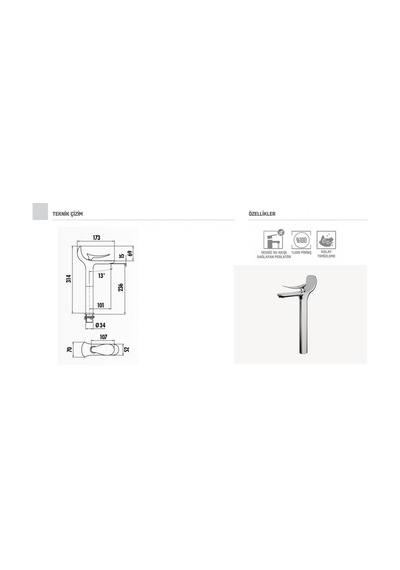 Creavit Foglia Uzun Lavabo Armatürü Bataryası Fg6501