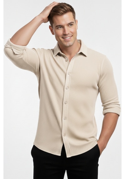 Deepsea Bej Slim Fit Örme Kumaş Likralı Erkek Gömlek Nefes Alan Esnek Ve Modern Tasarım 2602604 Bej Deepsea Bej Slim Fit Örme Kumaş Likralı Erkek Gömlek Nefes Alan Esnek Ve Modern Tasarım 2602604 Bej