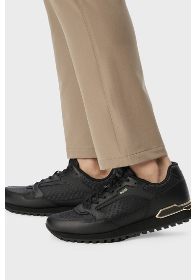 Boss Logolu Deri Sneaker Ayakkabı Erkek Ayakkabı 50568574 007 Siyah
