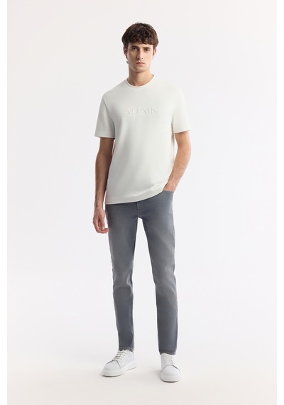 Avva Erkek Beyaz Bisiklet Yaka Baskılı Bi-stretch İnterlok Regular Fit T-shirt A51y1132