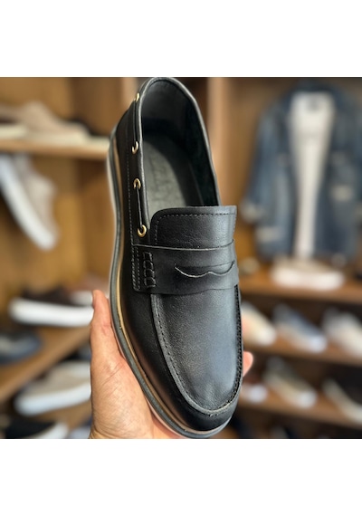 Alza %100 Hakiki Deri Erkek Loafer Günlük Rahat Ve Şık Ayakkabı - Siyah