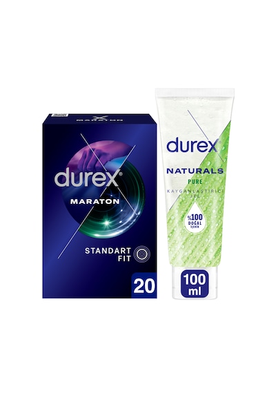 Durex Maraton Prezervatif 20'li + Naturals Pure Kayganlaştırıcı Jel 100 ML