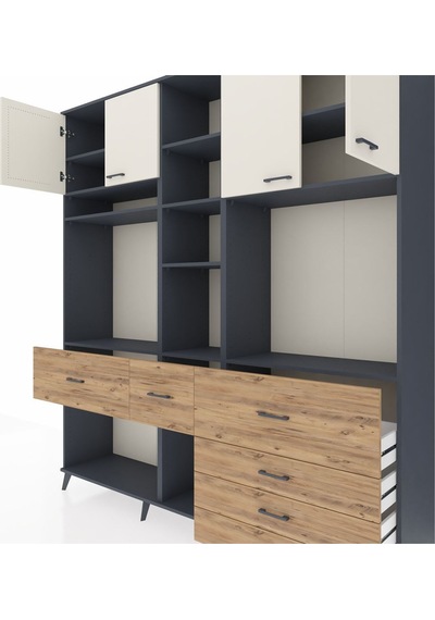 Hyperion Dolap 11 Raflı 6 Çekmeceli 4 Kapaklı 220x44x243 Antrasit-aytaşı/çam Aytası/atlas Çam Hyperion Dolap 11 Raflı 6 Çekmeceli 4 Kapaklı 220x44x243 Antrasit-aytaşı/çam Aytası/atlas Çam