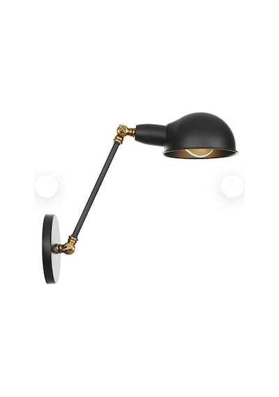 Mylights Retro Rustik İki Mafsalı Okuma Lambası Aplik Duvar Lamba Siyah
