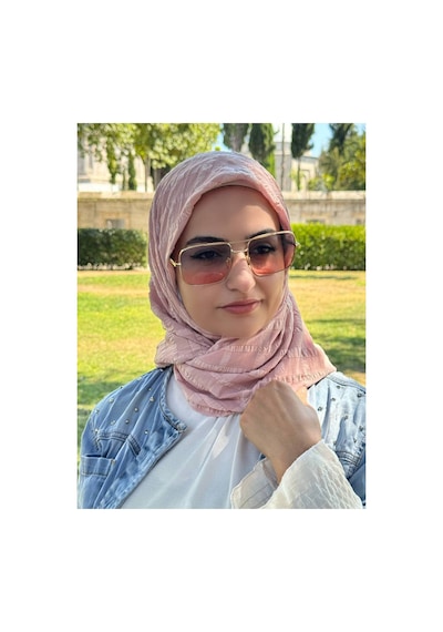 Aldaıyr Jakarlı Pamuk Caz Eşarp 120x 120 Pembe Gül Kurusu1