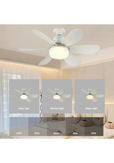 Rbr Tavan Vantilatörlü Led Ampul Kristal Fan Led Ampul 3 Renk