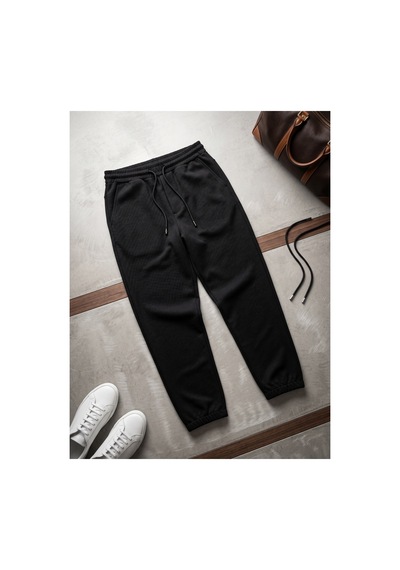 Deniva Kids Erkek Çocuk Siyah Beli Bağcıklı Paçası Lastikli Rahat Kalıp Jogger Pantolon