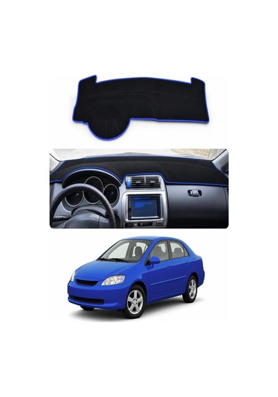 Honda - City 2002-2008 Uyumlu Torpido Koruma Kılıfı - Mavi Şeritli