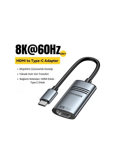 Essager 8k 60hz Type C To Hdmi Çevirici Type C - Hdmı Dönüştürücü Type C Görüntü Aktarım Dönüştürücü