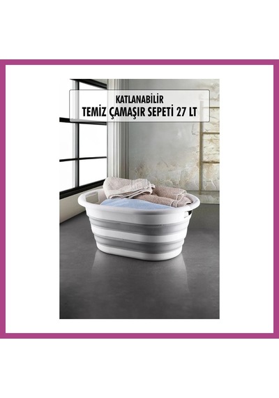 Gees Global Katlanabilir Silikon Çamaşır Sepeti & Akordiyon Katlanır Sepet 27 Lt Gbzs Çok Renkli