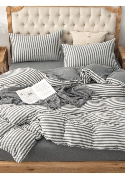 Caqqa Gray Collection Çocuk Ve Genç Tek Kişilik Pamuk Lastikli Nevresim Takımı