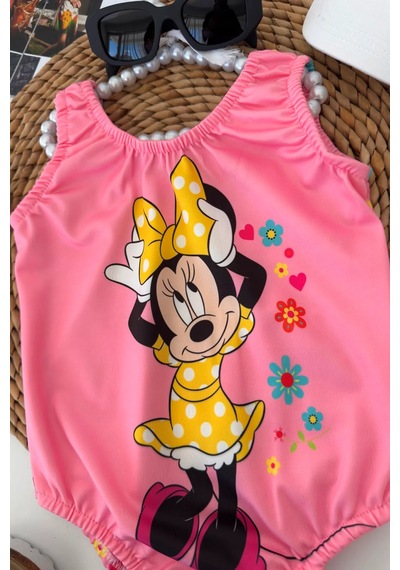 Minigimin Cicileri Mnn Mini Çiçek Baskılı Kız Çocuk Mayo - Pembe