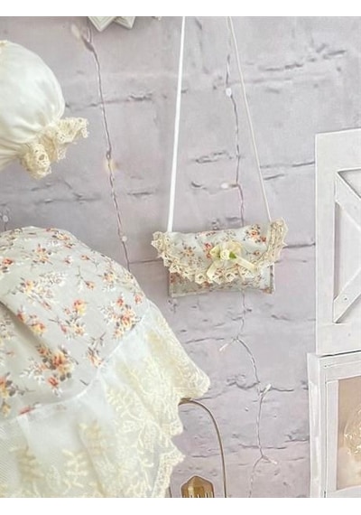 H L Y Karol Tasarım Krem Çiçekli Takım Vintage Kız Bebek Elbise,doğum Günü Elbisesi KREM
