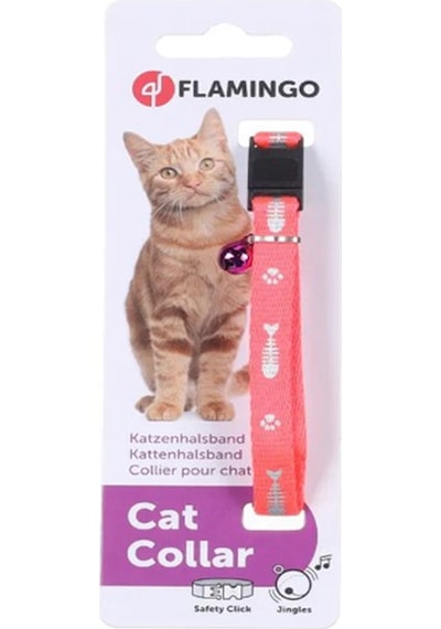 Flamingo Balık Desenli Kedi Boyun Tasması Pembe
