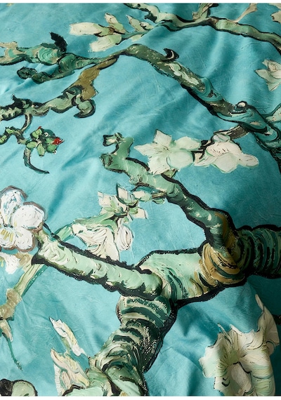 Bella Maison %100 Pamuk Saten Van Gogh Almond Blossom Çift Kişilik Nevresim Takımı Turkuaz 200x220 Cm Turkuaz