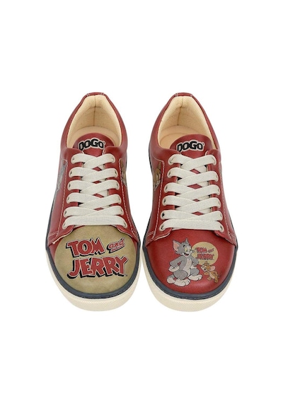 Kadın Vegan Deri Turuncu Sneakers - Warner Bros Tom Ve Jerry Tasarım Çok Renkli