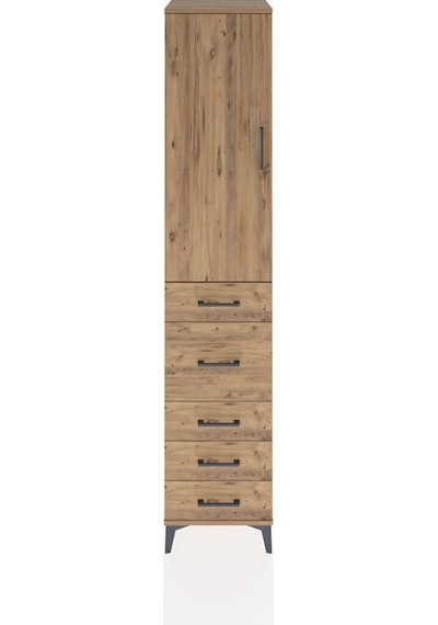 Hyperion Dolap 2 Raflı 5 Çekmeceli Tek Askılı 44x44x221 Çam-çam Atlas Çam