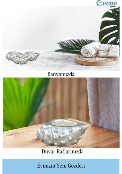 Mumluk Şamdan Tealight Mum Uyumlu Deniz Kabuğu Model - Gümüş