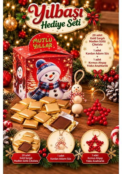 Model 1 Yılbaşı Çikolata Set - Yılbaşı Hediye Kutusu - Yılbaşı Süsü - Yılbaşı Konsept Hediye