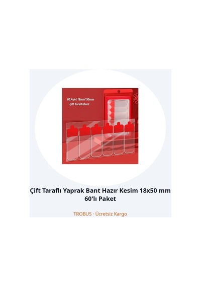 Trobus Çift Taraflı Yaprak Bant Hazır Kesim 18x50 Mm 60'lı Paket Diğer