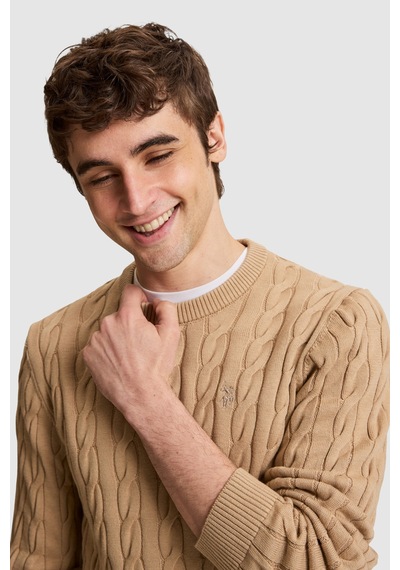 U.S. Polo Assn. Erkek Camel Bisiklet Yaka Regular Fit Örgülü Kazak 50331237-vr015 U.S. Polo Assn. Erkek Camel Bisiklet Yaka Regular Fit Örgülü Kazak 50331237-vr015