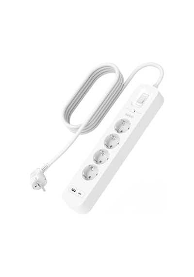 4'lü Çoklu Priz, Yüksek Gerilim Korumalı, Duvara Montaj, 4 Priz, 2 M Güç Kablosu, Yeşil Işıklı Gösterge, Hızlı Şarj İçin Usb C Pd Li Usb-c Ve Usb-a Bağlantısı 525 Jul Koruma