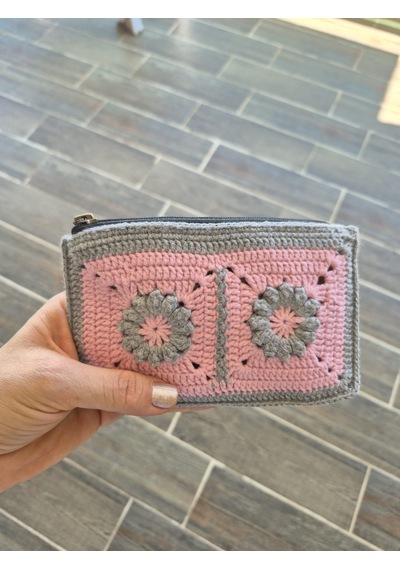 Çanta Cüzdan Kadın Çantasi Açık Pembe - Gri