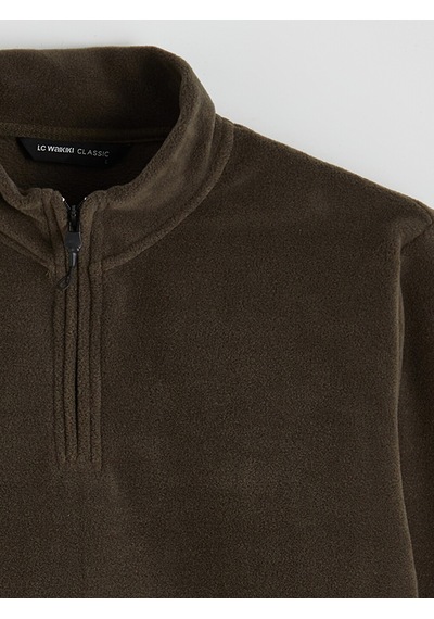 Lcwaıkıkı Classic Yeşil Dik Yaka Polar Erkek Sweatshirt