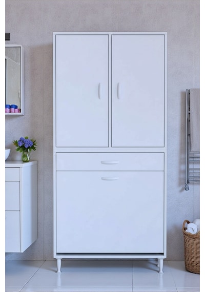Eliusta Wall Beyaz Banyo Dolabı 65 Cm Tek Göz Bölmeli Sepet 65x171x32,5 Cm 4 Raflı Mutfak/banyo Dolabı Beyaz Eliusta Wall Beyaz Banyo Dolabı 65 Cm Tek Göz Bölmeli Sepet 65x171x32,5 Cm 4 Raflı Mutfak/banyo Dolabı Beyaz