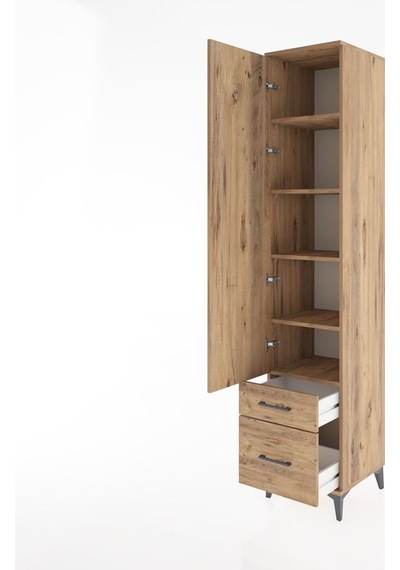 Hyperion Dolap 5 Raflı 2 Çekmeceli Tek Kapaklı 44x44x221 Çam-çam Çam