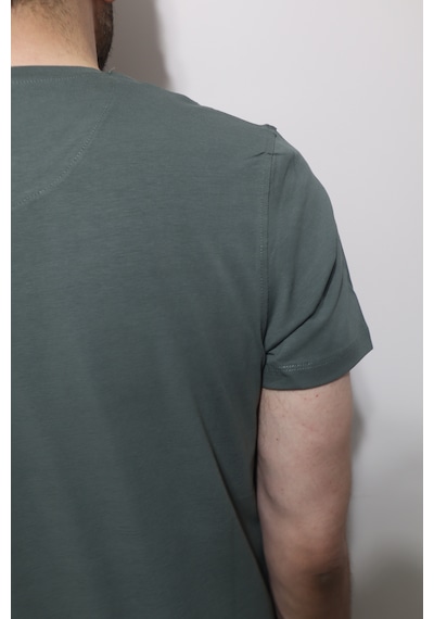 Santa Dmctekstil Erkek 2675 Düz Spor Kesim Rahat Kalıp Bisiklet Yaka Basic T-shirt Haki