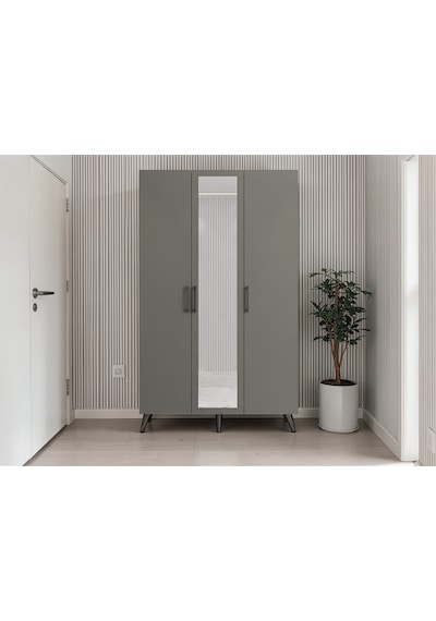 Alara Tamamı Mdf Aynalı Portmanto Vestiyer Ayakkabılık Füme 105 Cm - M4 Antrasit