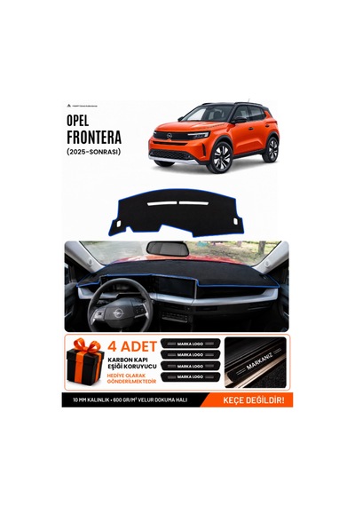 Opel Frontera 2025-sonrası Uyumlu Torpido Örtüsü, Torpido Kılıfı - Siyah-mavi - Op025