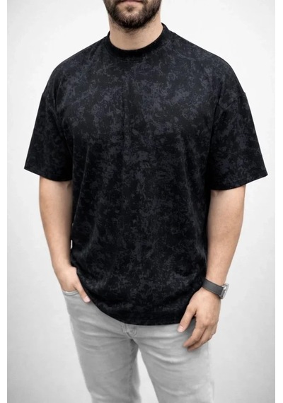 Efnaz Style Erkek Premium Tişört Osy Yumuşak Dokulu Yıkamalı Oversize T-shirt - Siyah