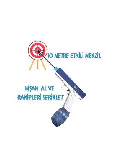 Giffy/şarjlı Elektrikli Su Tabancası Tam Otomatik 10m Fışkırtma Havuz Deniz Açık Hava Işıklı 300 Ml Kapasiteli 500 Mah Bataryalı