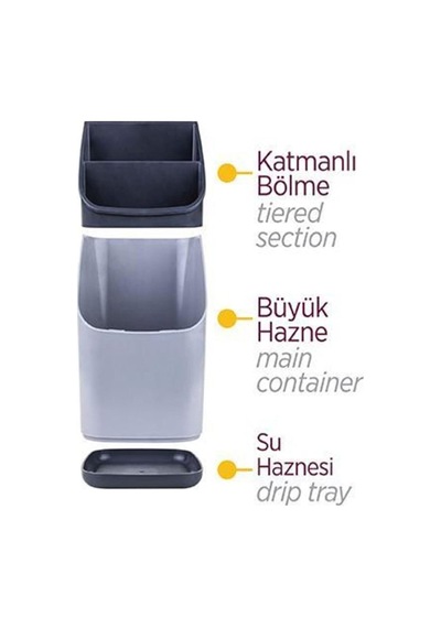 Tezgah Üstü Dekoratif Kaşıklık 4 Bölmeli Ayrılabilir Plastik Beyaz Diğer