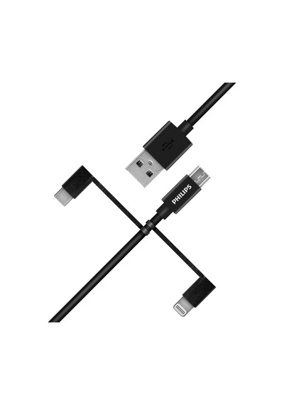 Philips Playstation 4 / 5 İle Uyumlu Joystick Şarj Kablosu Mfı 3in1 Micro Usb-lightining-type-c Hızlı Şarj Ve Data Kablosu 2m Siyah Dl