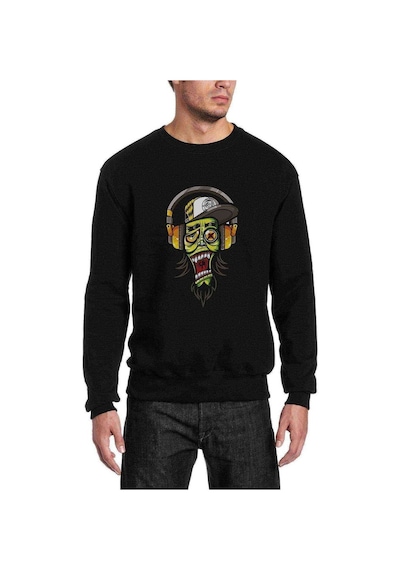 Zombie 1 Piece Baskılı Siyah Erkek Sweatshirt