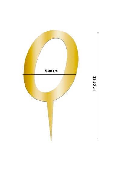Pleksi Rakam Pasta Süsü. 12.5cm x 5cm - 1 Adet Altın 0