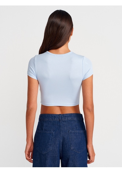 Dilvin 31104 Modal Crop Top-açık Mavi Açık Mavi
