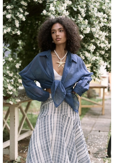 Mai Collection Mai Studios Co. Syaritta Oversize İndigo Transparan Gömlek İndigo