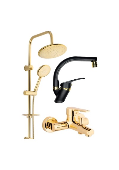 Armilla Yuvarlak Gold Robot Duş Seti, Gold Banyo, Siyah Gold Lavabo Bataryası Musluğu Diğer