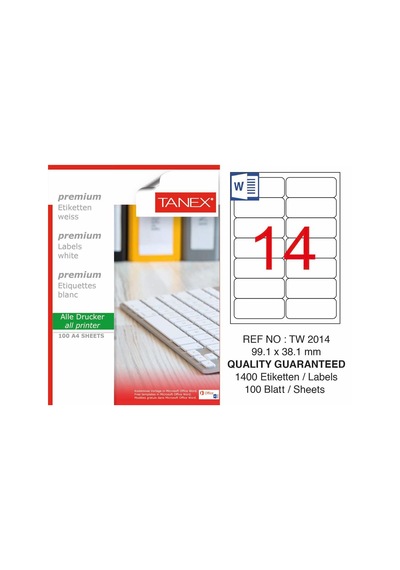 Tanex Tw-2014 99.1X34.1MM Laser Etiket 1400 Adet