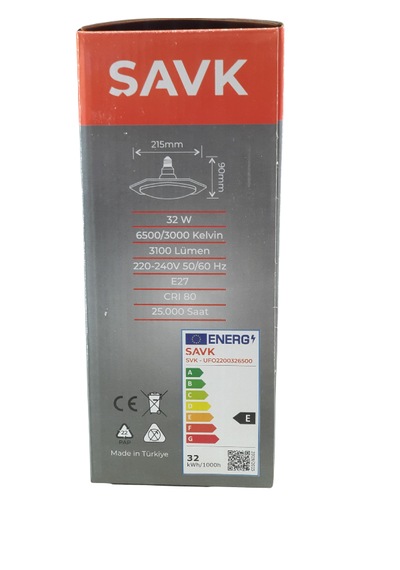 Şavk Sekiz Köşeli Led E27 Duy 32w 3100 Lumen 6500k Beyaz Isık