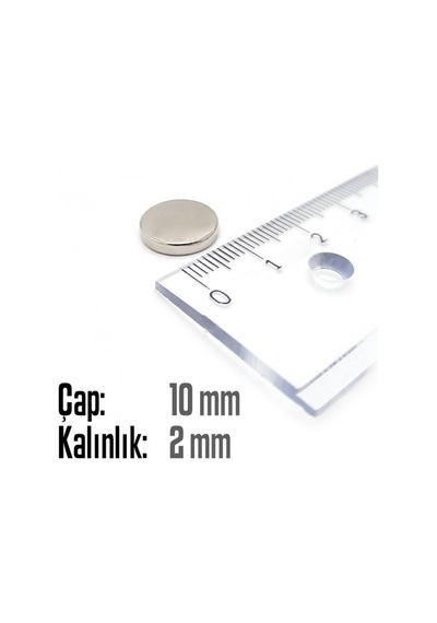 Neodyum Mıknatıs Silindir Çap 10mm , Kalınlık 2mm 10 Adet
