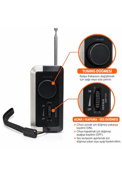 Ultratekno Ktf-1472s Solar Panelli 4 Band Şarjlı Radyo Fm Am Sw1 Sw2 El Fenerli